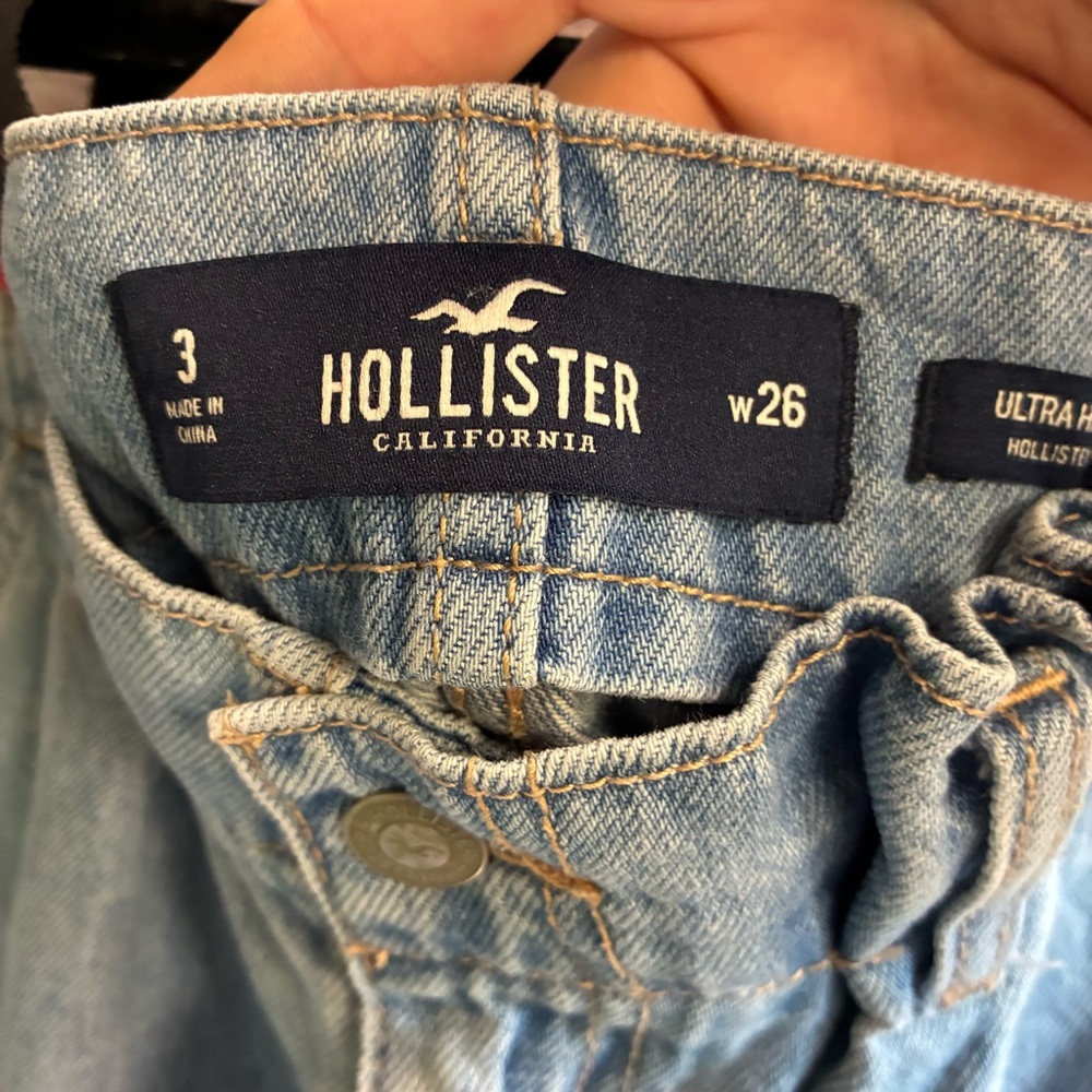 Hollister Women Blue Ultra High Rise Denim Jean 100% Cotton Skirt Sz 3 W26 Retro - Picture 5 of 9